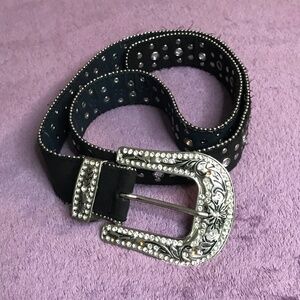 Rhinestone Western Leather Belt - Cowgirl Bling